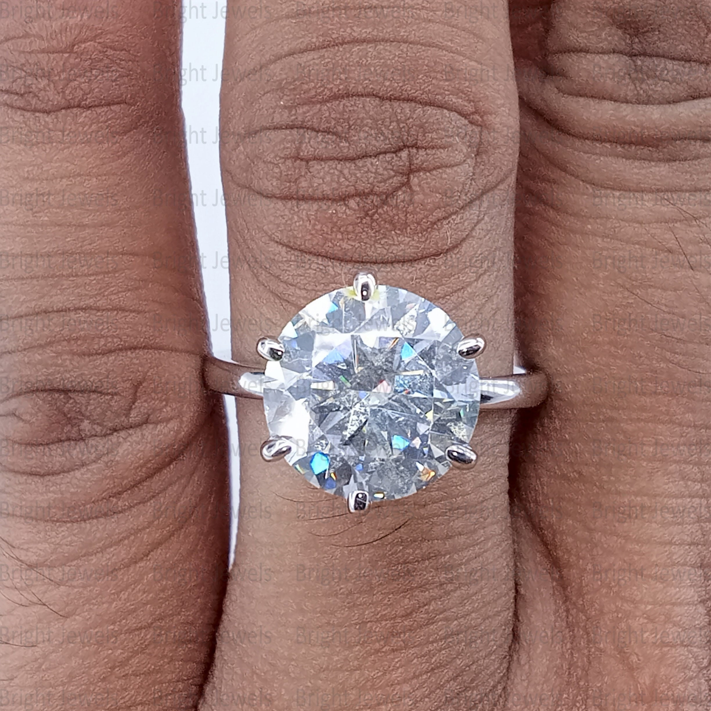 Moissanite Wedding Ring 9mm Round Cut Engagement Ring 14K White Gold Ring DEF Moissanite Anniversary Ring Solitaire Ring Six Prong Ring Etsy