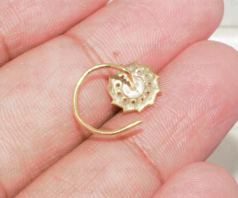 14K guld diamant nässtift: Rund Moissanit Solitaire bild 4
