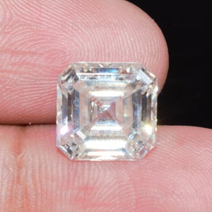 2 Ct Asscher Cut Certified Moissanite, Loose Stone Asscher Shape Excellent Cut Moissanite VVS1 Clarity For Jewelry Making With Certificate,