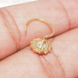 14K guld diamant nässtift: Rund Moissanit Solitaire bild 6