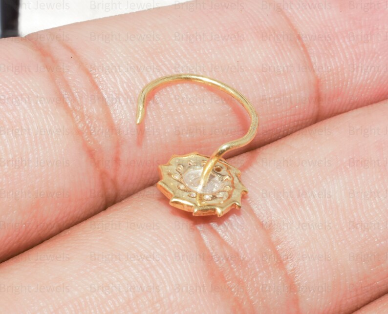 14K guld diamant nässtift: Rund Moissanit Solitaire bild 6