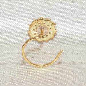 14K guld diamant nässtift: Rund Moissanit Solitaire bild 3