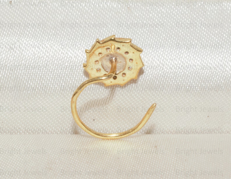 14K guld diamant nässtift: Rund Moissanit Solitaire bild 3
