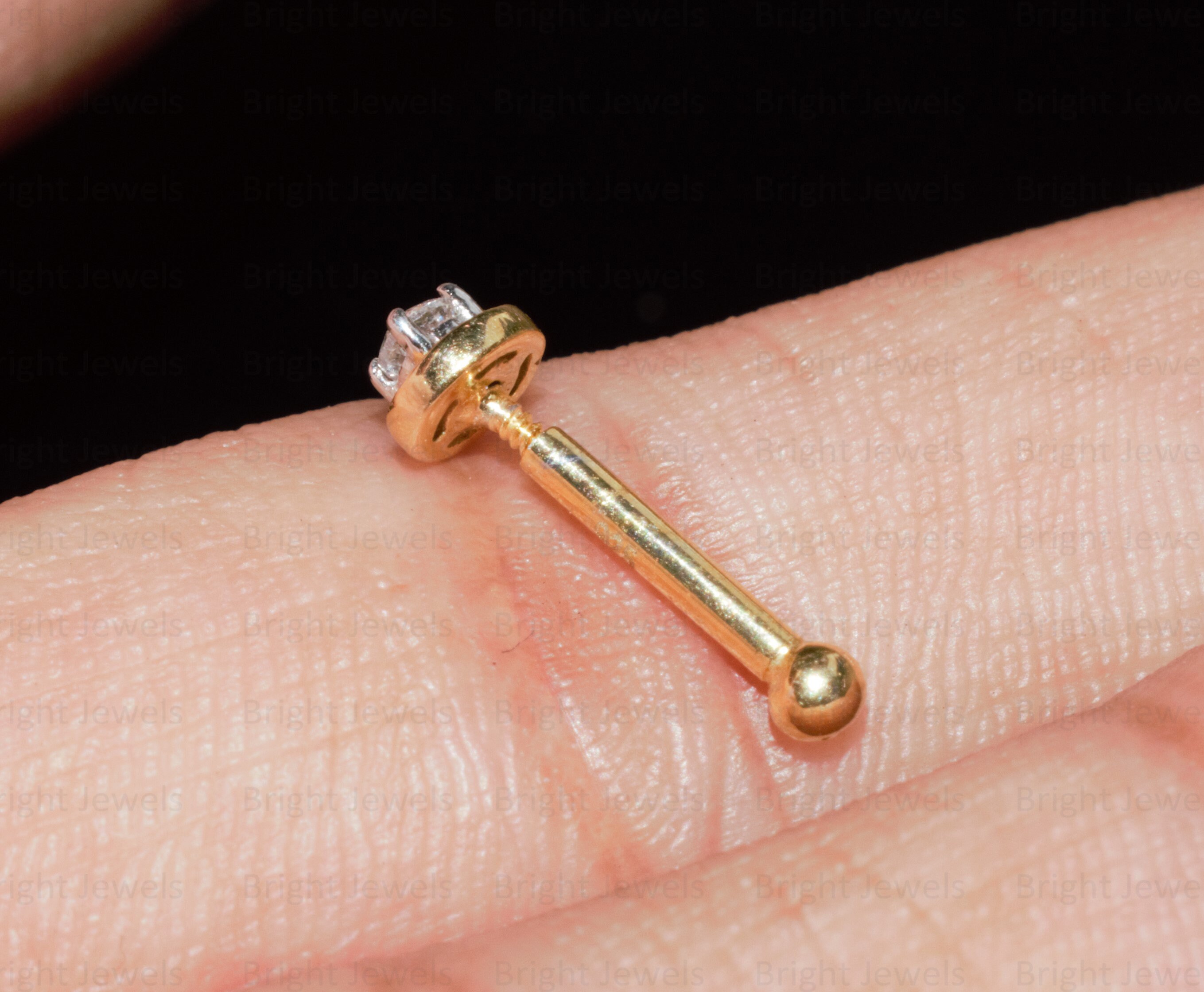 Natural Diamond Nose Pin/ Round Cut Brilliant VVS1 Moissanite Etsy