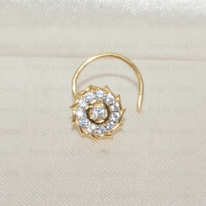 14K guld diamant nässtift: Rund Moissanit Solitaire bild 2