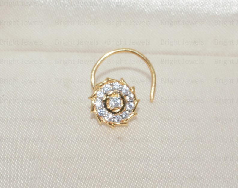 14K guld diamant nässtift: Rund Moissanit Solitaire bild 2