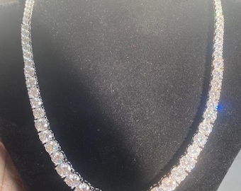 Collar de moissanita de eternidad completa de 40,6 cm / 60,69 quilates de moissanita de corte redondo / Collar de tenis de lujo con estilo / Regalo de joyería nupcial