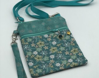 Floral Small Crossbody Cellphone Purse with Wrist Strap