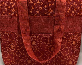 Multi-Pocket Batik Cotton Tote