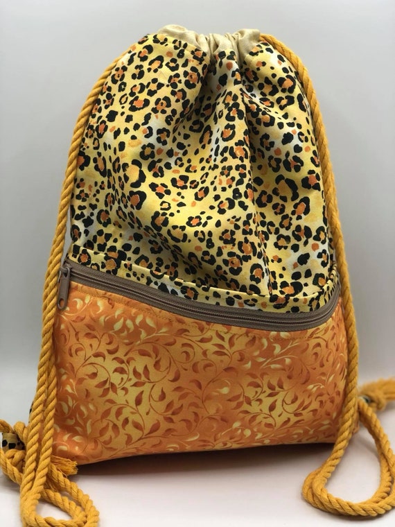 Drawstring Backpack Cinch Bag With Outside Zipper Pocket