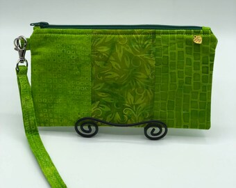 Cotton Batik Wristlet: iPhone Wallet Clutch with Detachable Strap