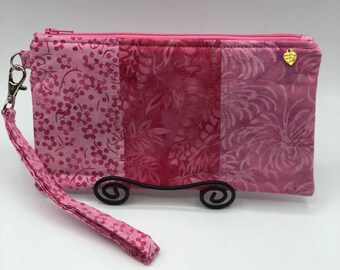 Cotton Batik Wristlet: iPhone Wallet Clutch with Detachable Strap