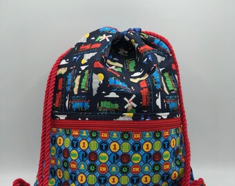Thomas the Train Cotton Drawstring Backpack: Kids Cinch Bag