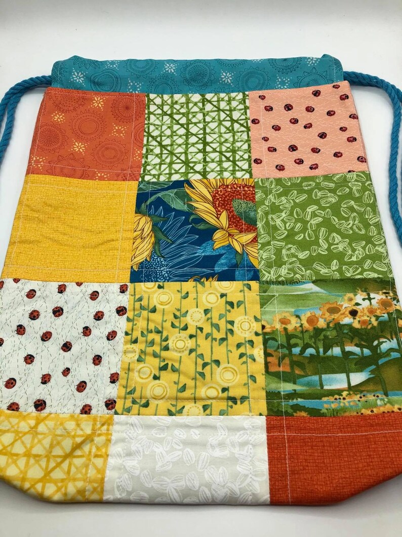 Drawstring Patchwork Backpack