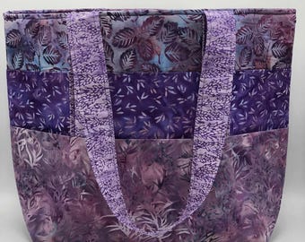 Multi-Pocket Batik Cotton Tote