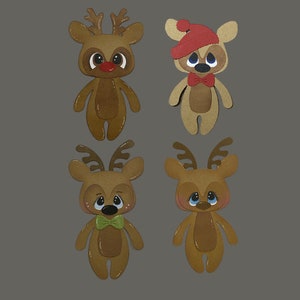 Christmas reindeer scrapbook embellishments paper craft handmade premade paper piecing