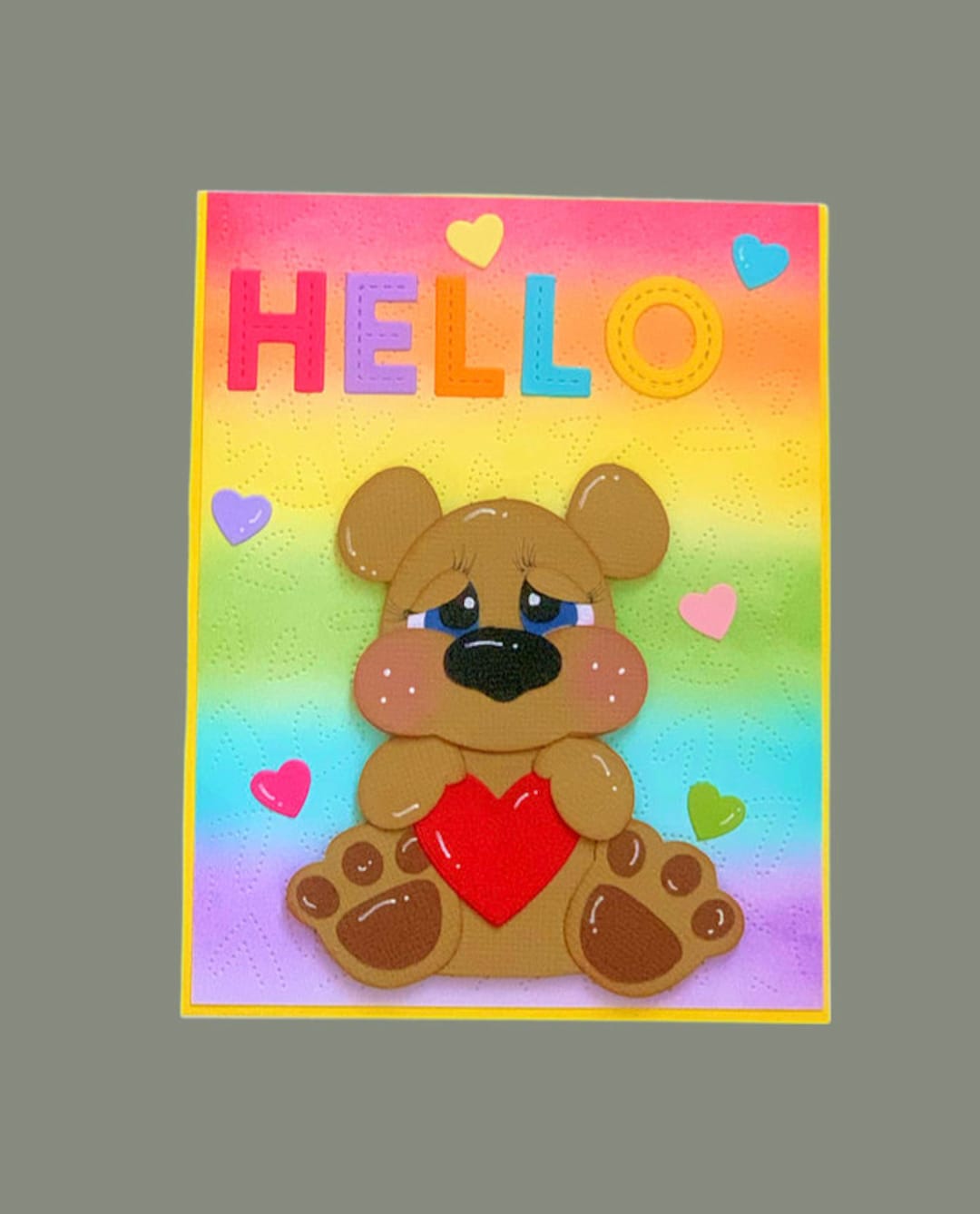 Hello Greeting Card Handmade Card Paper Crafts Handmade Hello Card ...