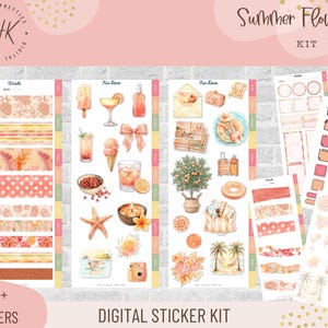 Kit 73 Summer Flowers | Digital Stickers | Functional Stickers for Digital Planning