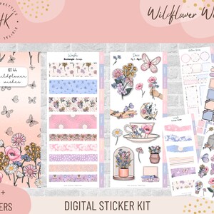 Kit 44 Wilde bloemenwensen | Digitale stickers | Functionele stickers voor digitale planning