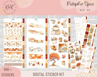 Kit 64 Pumpkin Spice | Digital Stickers | Functional Stickers for Digital Planning