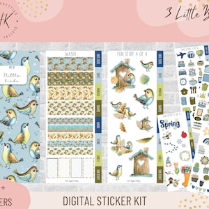 Kit 32 3 Kleine Vogels | Digitale stickers | Functionele stickers voor digitale planning