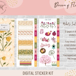 Kit 15 - Dream of Flowers | Digital Stickers | Functional Stickers for Digital Planning
