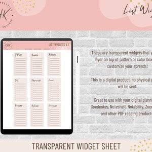 List Widgets V.1 | Digital Stickers | Digital Planning | Digital Widgets