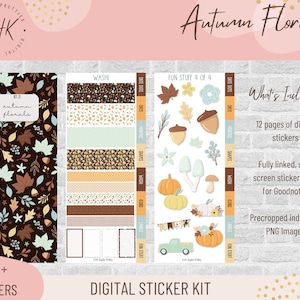 Kit 22 Autumn Florals | Digital Stickers | Functional Stickers for Digital Planning