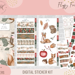 Kit 51 Fluffy Friends | Digital Stickers | Functional Stickers for Digital Planning