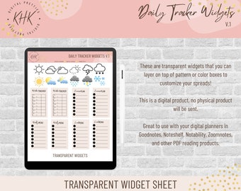 Daily Tracker Widgets V.1 | Digital Stickers | Digital Planning | Digital Widgets