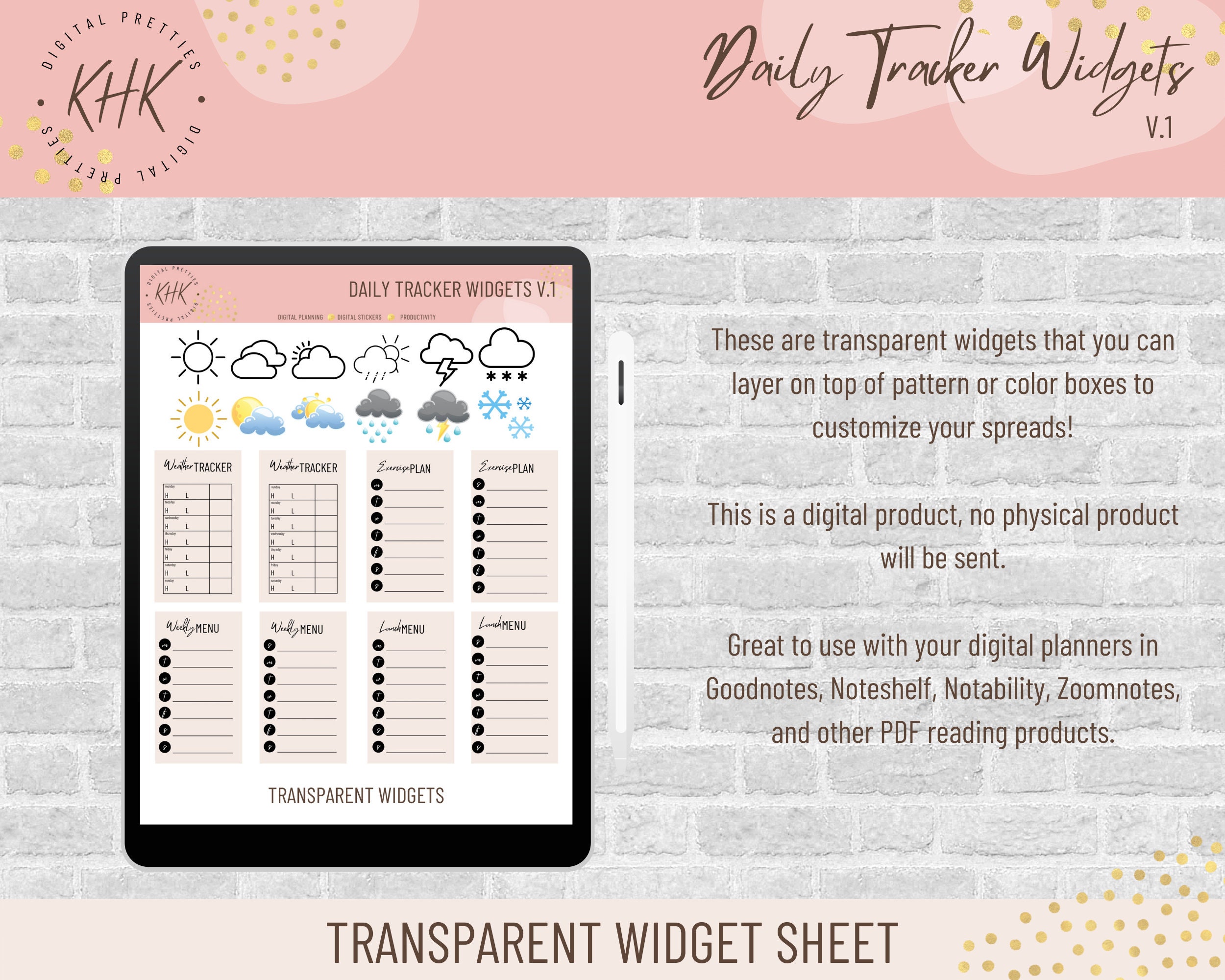 Daily Tracker Widgets V.1 | Digital Stickers | Digital Planning ...