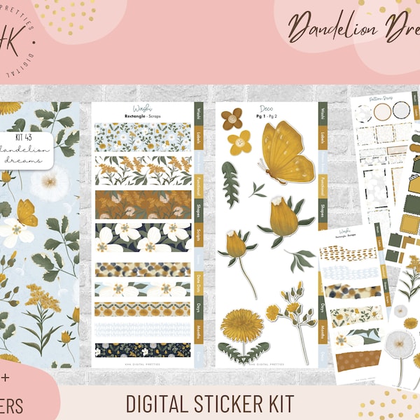 Kit 43 Dandelion Dreams | Digital Stickers | Functional Stickers for Digital Planning