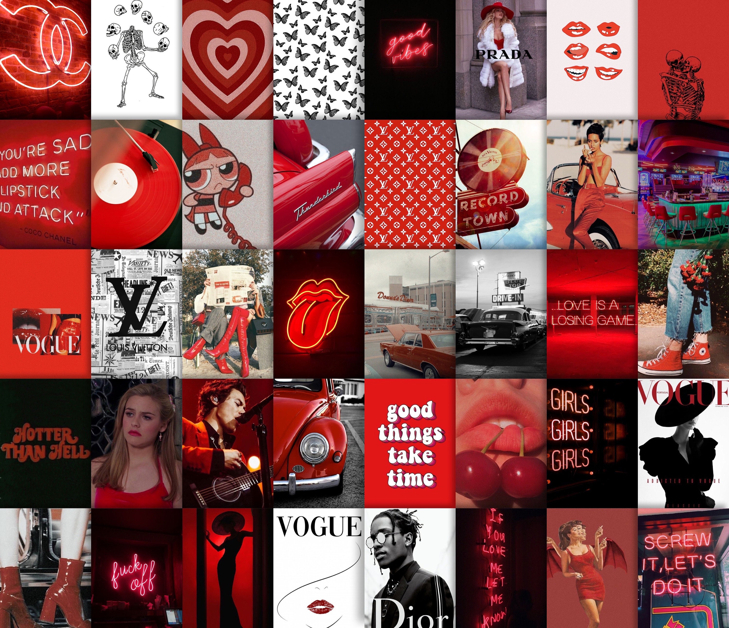 Wall Hangings Red Aesthetic Photo Collage Set Prints Home Decor Youngwillow Com Au