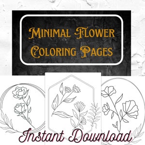 10 Malvorlagen von minimalistischen Blumen|Pdf Sofort Download|Aktivitäten für Kinder, Jugendliche und Erwachsene|Pflanzen und Grün|Druck & Farbe|Minimalistisches Design