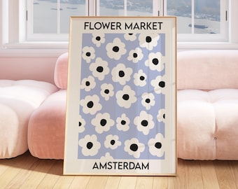 Flower Market Print, Flower Print, Botanical Print, Amsterdam Flower Market Print, Printable Wall Art, Amsterdam Print