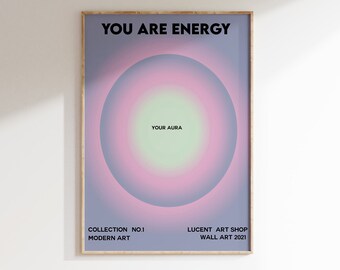 Aura Poster, Retro Gradient, Energy, Grainy Gradient, Affirmation Poster, Retro Aura Gradient, Aesthetic Room Decor, Psychedelic Home Decor