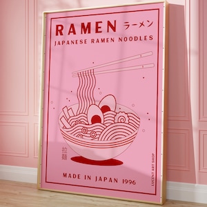 Ramen Print, Noodles Print, Japanese Ramen Noodles Print, Kitchen Print, Food Print, Modern Kitchen Decor,Bar Art, Retro Chef Print,