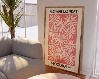 Flower Market Print, Flower Print, Botanical Print, Stockholm Flower Market Print, Printable Wall Art, Stockholm Print