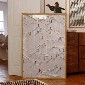 Retro Apres Ski Print, Mini Skiers Vintage Art, Winter Wall Decor, Cozy Ski Cabin Printable, Minimal Home Bar Cart Art