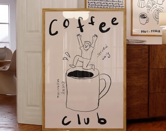 Coffee Club Kitchen Print: Modern Coffee Station Wall Art (Digital Download