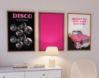 Set of 3 Print Disco Poster 70's Retro Disco Ball Prints Psychedelic Art Trippy Wall Art Preppy Party Poster Trendy Gallery Wall Art Funky