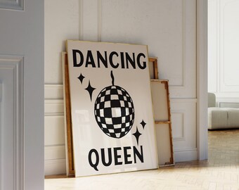 Dancing Queen Print, Retro Wall Decor, Cute Prints, Aesthetic Wall Art, Trendy 70s Print, Retro Prints, Trendy Aesthetic Room Decor