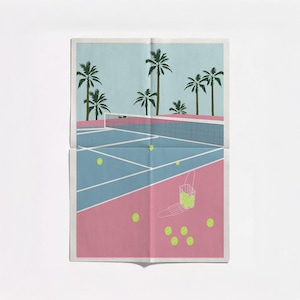 Tennis Court Poster, Pink Retro Wall Art, Digital Print, Club Aesthetic Print, Gallery Wall Decor, Printable Download