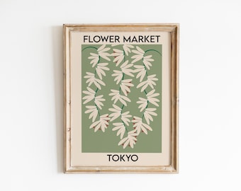 Flower Market Print, Flower Print, Botanical Print, Tokyo Flower Market Print, Printable Wall Art, Tokyo Print