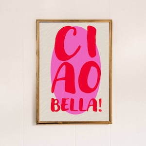 Ciao Bella Print Retro Wall Decor, Cute Prints, Aesthetic Wall Art, Trendy 70s Print, Retro Prints, Trendy Aesthetic Room Decor