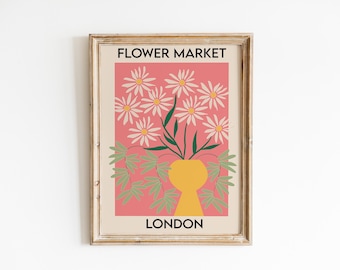 Print bloemenmarkt, bloemenprint, botanische print, print bloemenmarkt Londen, afdrukbare muurkunst, print Londen