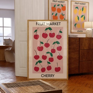 Fruit Market Poster, Cherry Print, Printable Wall Art, Abstract Art Print, Digital Download, Instant Download, Digital Illustration image 4