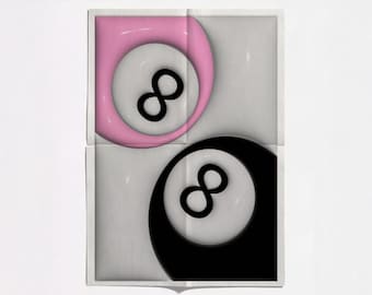 Pink 8 Ball Couple Print: Retro Y2K Psychedelic Wall Art (Digital Download)