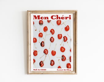 Cherry Poster, Retro Wall Art, 70s Psychedelic Print, Funky Wall Decor, Cherry Wall Art, Aesthetic Print, Trendy Wall Art, Vintage Decor