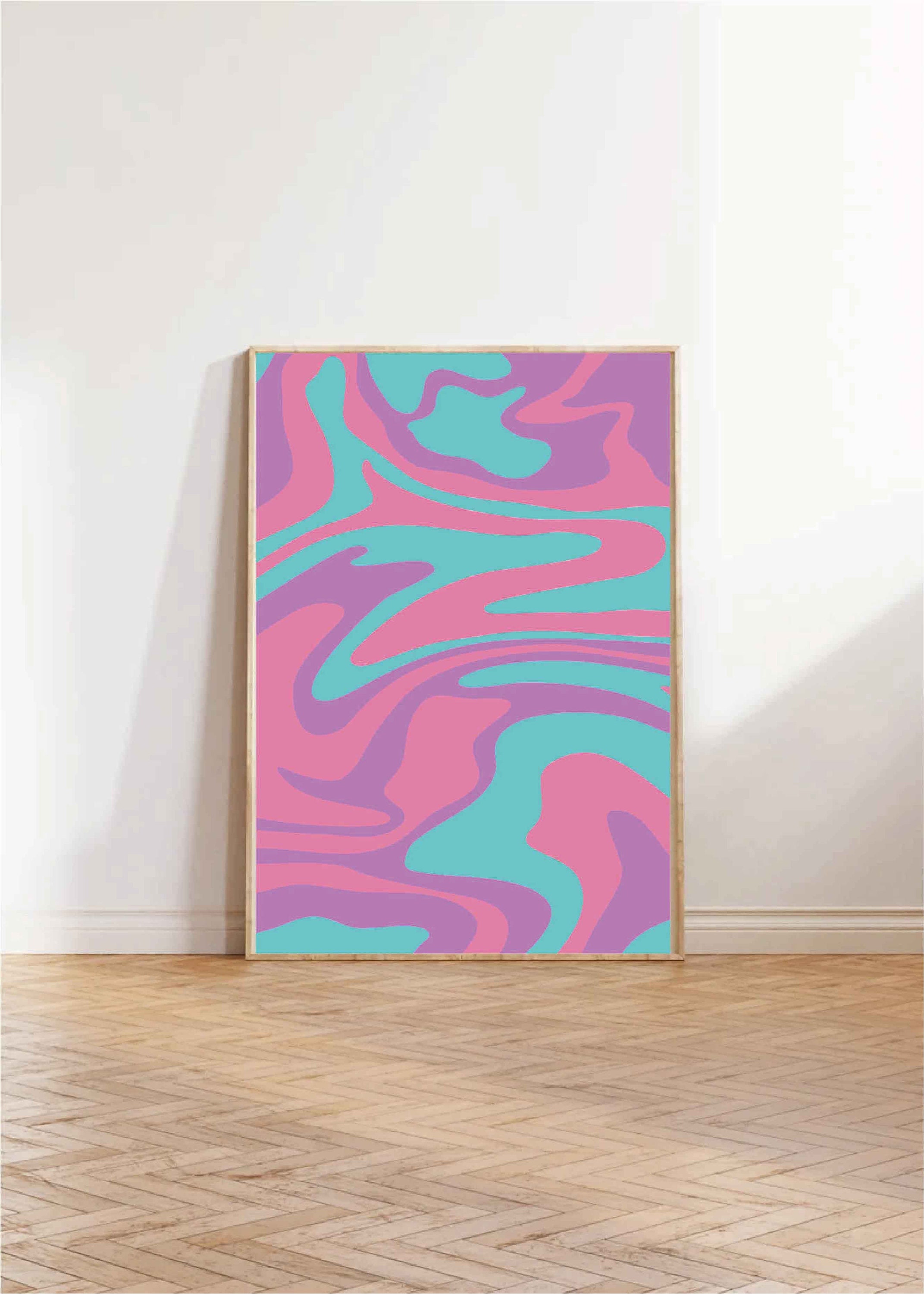 Set of 3 Retro Wavy Prints Colorful Wall Art Electric Etsy